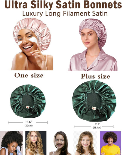 2Pcs Hair Bonnets for Sleeping Satin Bonnet Silk Bonnets for Women Silky Night Caps Womens Curly Hair Sleep Cap