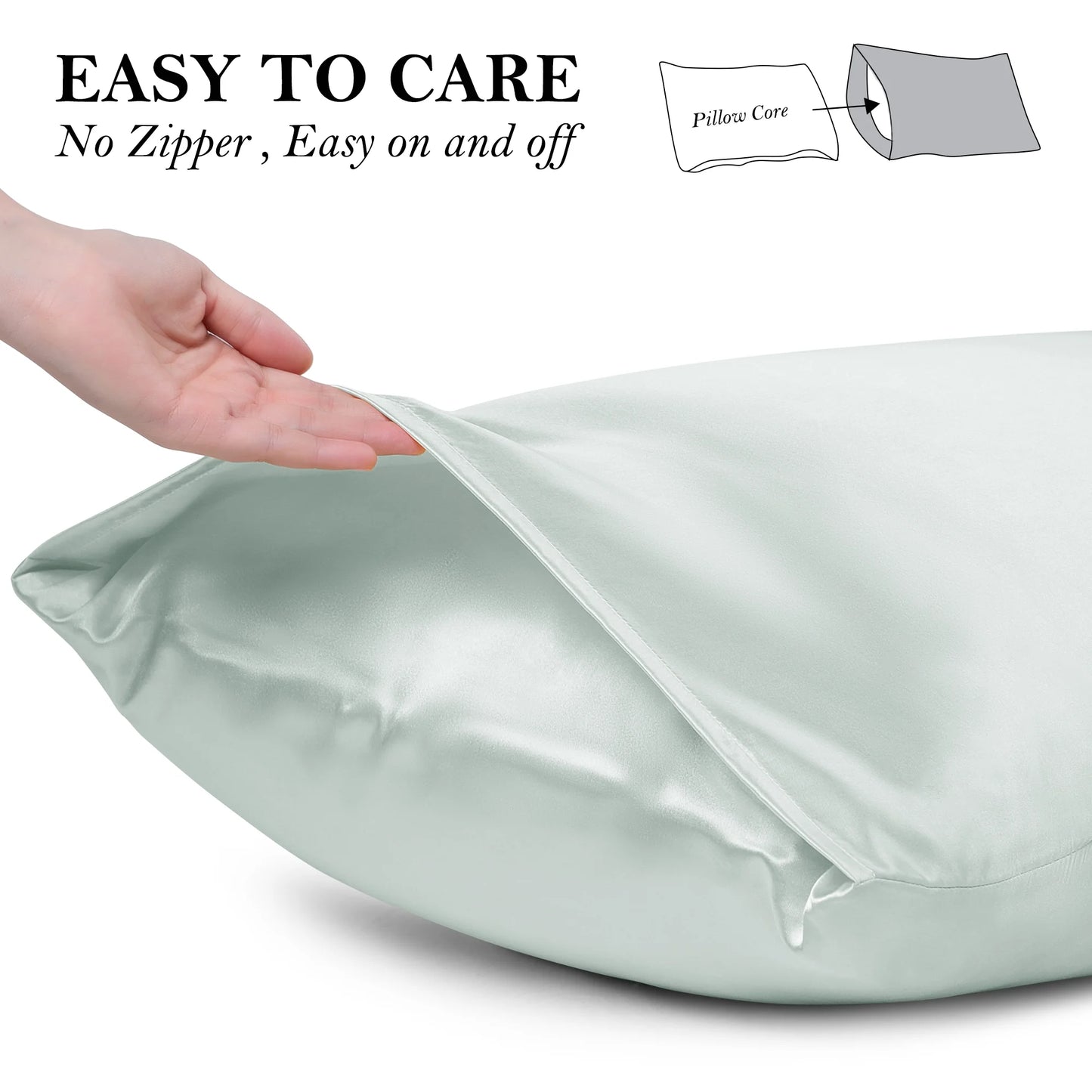 Set of 2 King (20"X36") Satin Pillowcase Durable&Soft Enveloped Gray