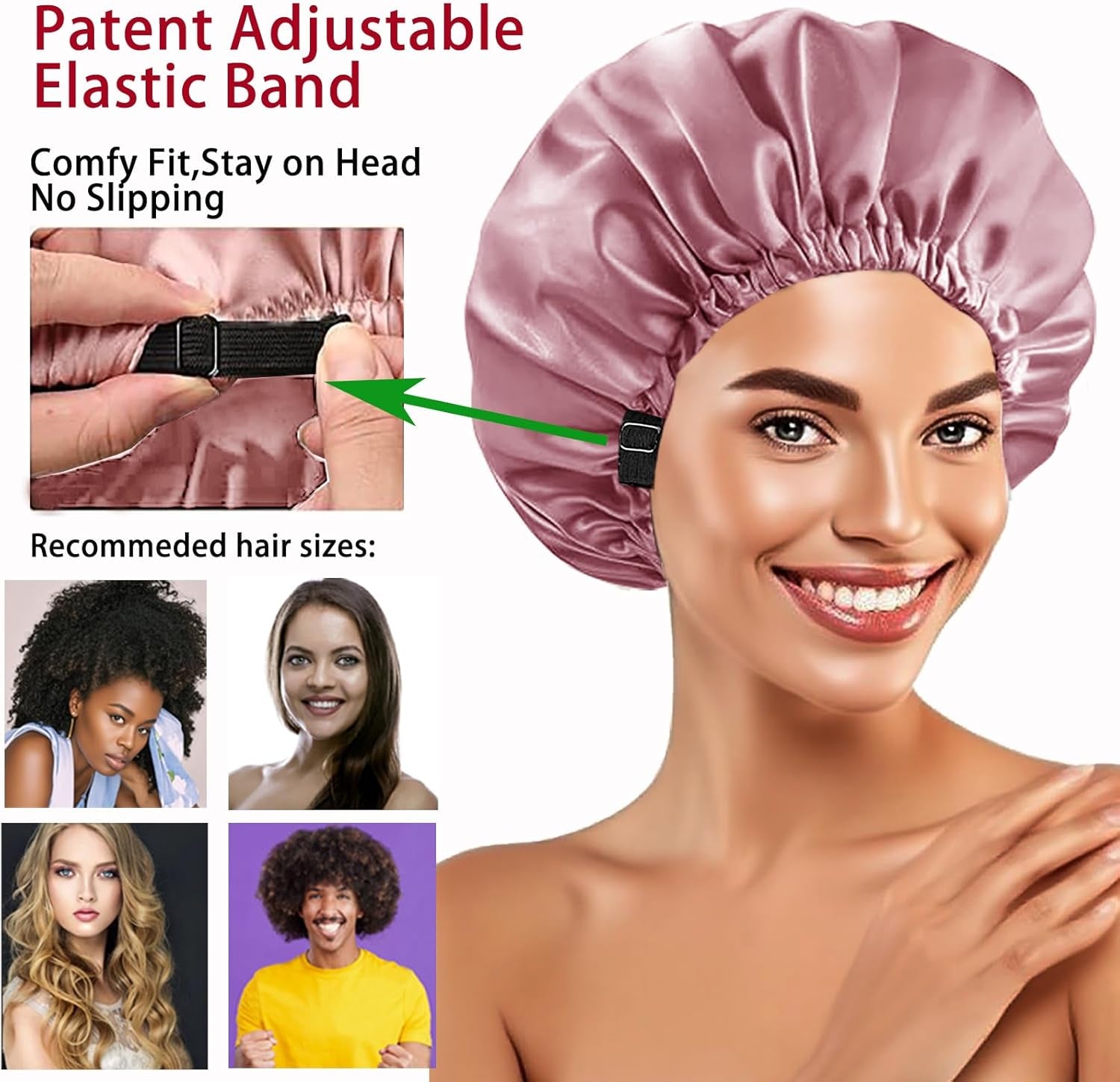 2Pcs Hair Bonnets for Sleeping Satin Bonnet Silk Bonnets for Women Silky Night Caps Womens Curly Hair Sleep Cap
