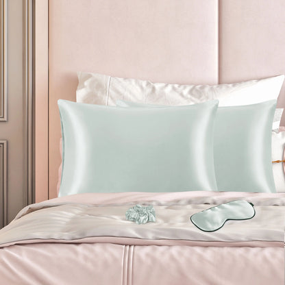 Set of 2 King (20"X36") Satin Pillowcase Durable&Soft Enveloped Gray